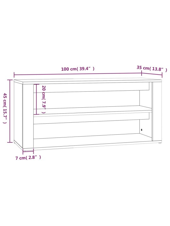 Kenkäteline musta 100x35x45 cm tekninen puu