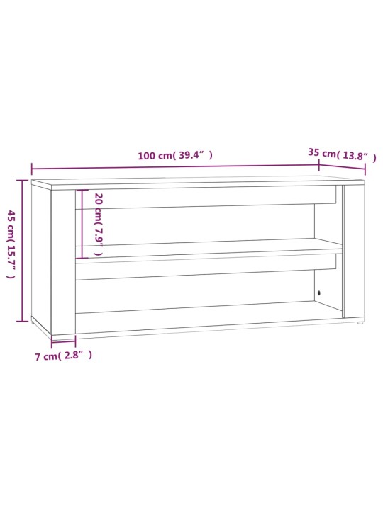 Kenkäteline betoninharmaa 100x35x45 cm tekninen puu