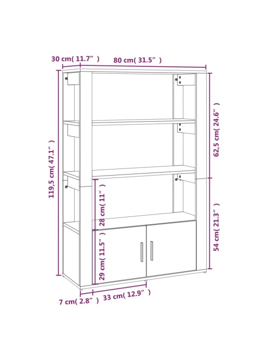 Senkki ruskea tammi 80x30x119,5 cm tekninen puu