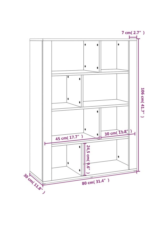 Senkki ruskea tammi 80x30x106 cm tekninen puu