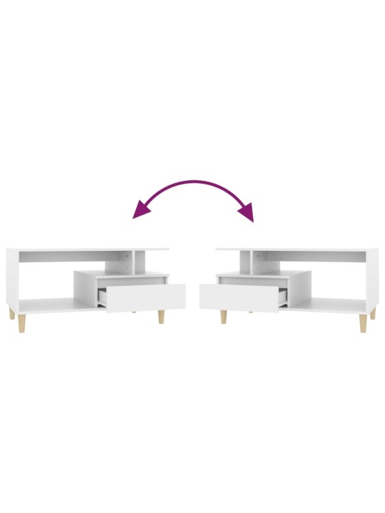 Sohvapöytä valkoinen 90x49x45 cm tekninen puu