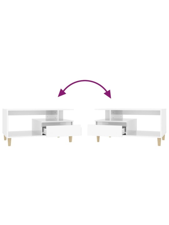 Sohvapöytä korkeakiilto valkoinen 90x49x45 cm tekninen puu
