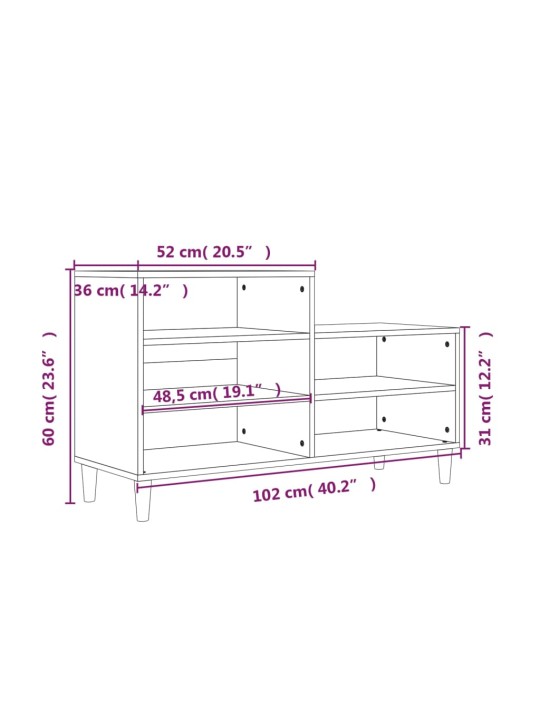 Kenkäkaappi musta 102x36x60 cm tekninen puu