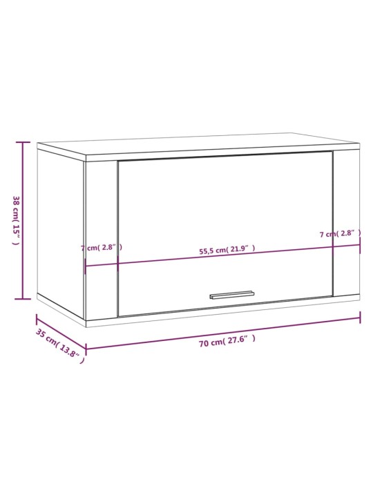 Seinäkenkäkaappi betoninharmaa 70x35x38 cm tekninen puu