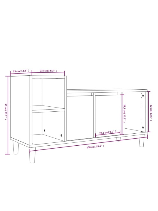 TV-taso musta 100x35x55 cm tekninen puu