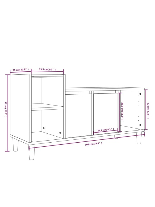 TV-taso Sonoma-tammi 100x35x55 cm tekninen puu