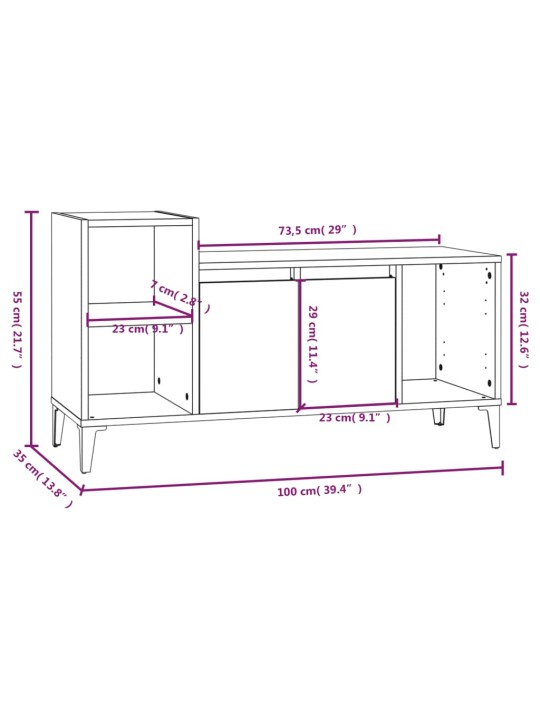 TV-taso musta 100x35x55 cm tekninen puu