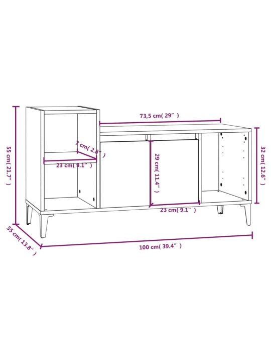 TV-taso Sonoma-tammi 100x35x55 cm tekninen puu