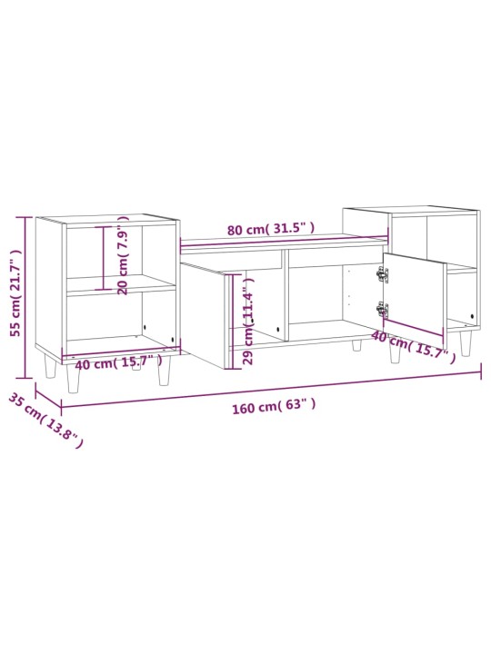 TV-taso musta 160x35x55 cm tekninen puu