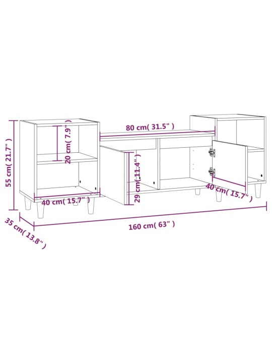 TV-taso Sonoma-tammi 160x35x55 cm tekninen puu