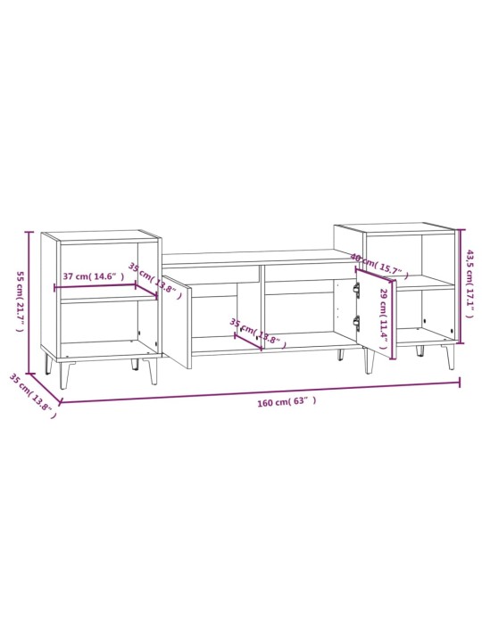 TV-taso Sonoma-tammi 160x35x55 cm tekninen puu