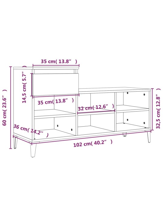 Kenkäkaappi musta 102x36x60 cm tekninen puu