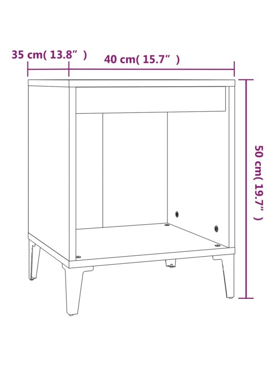 Yöpöydät 2 kpl ruskea tammi 40x35x50 cm