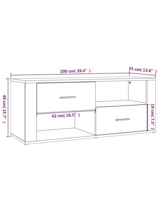 TV-taso musta 100x35x40 cm tekninen puu