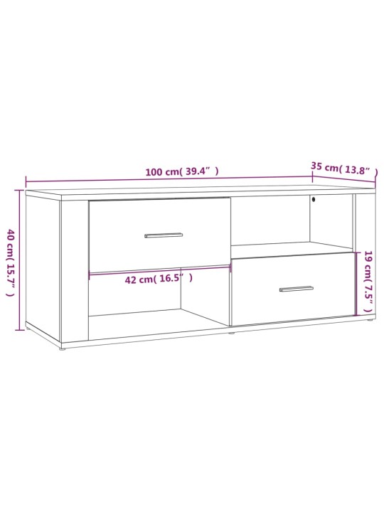 TV-taso ruskea tammi 100x35x40 cm tekninen puu