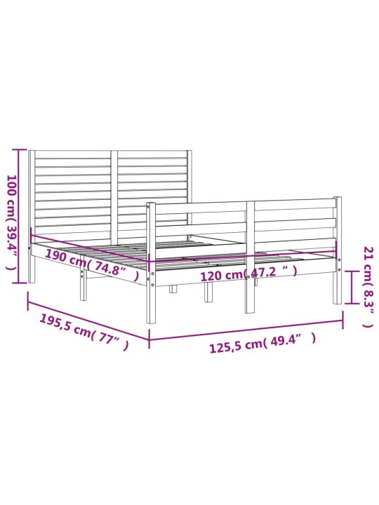 Sängynrunko päädyillä 4FT Small Double täysi puu