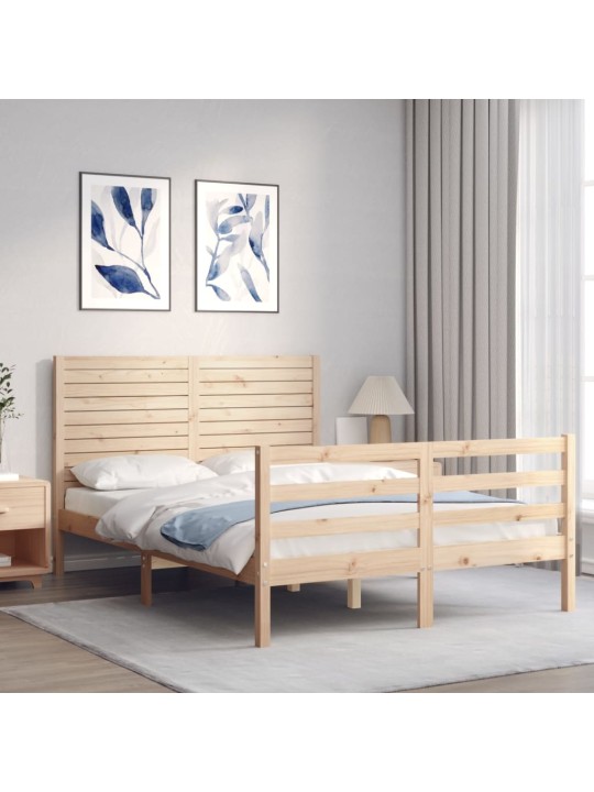Sängynrunko päädyillä 140x200 cm täysi puu