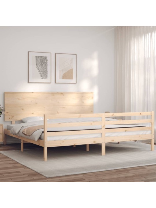 Sängynrunko päädyllä 200x200 cm täysi puu