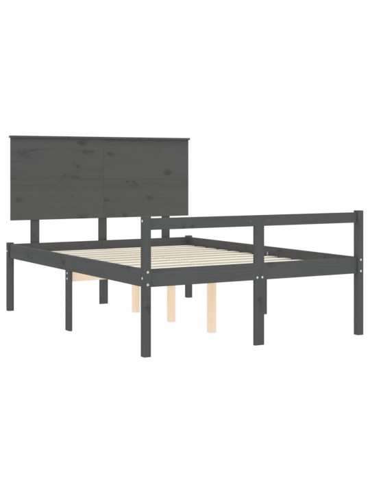 Sängynrunko päädyllä harmaa 140x190 cm täysi puu