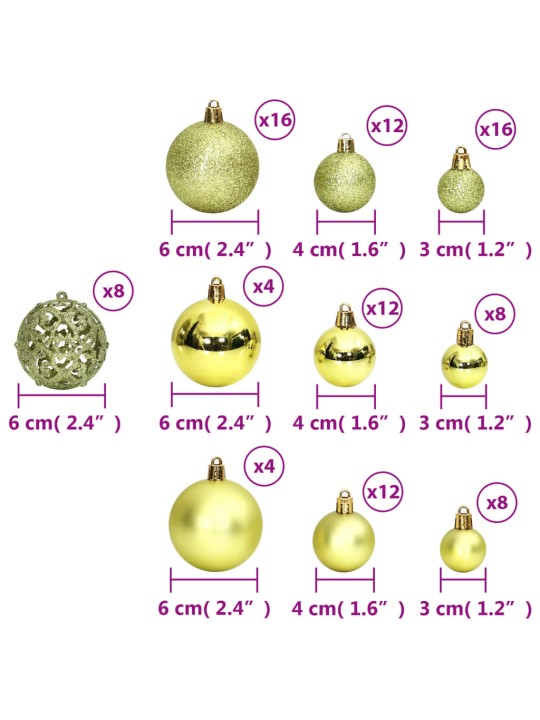 Joulupallot 100 kpl vaaleanvihreä 3/4/6 cm