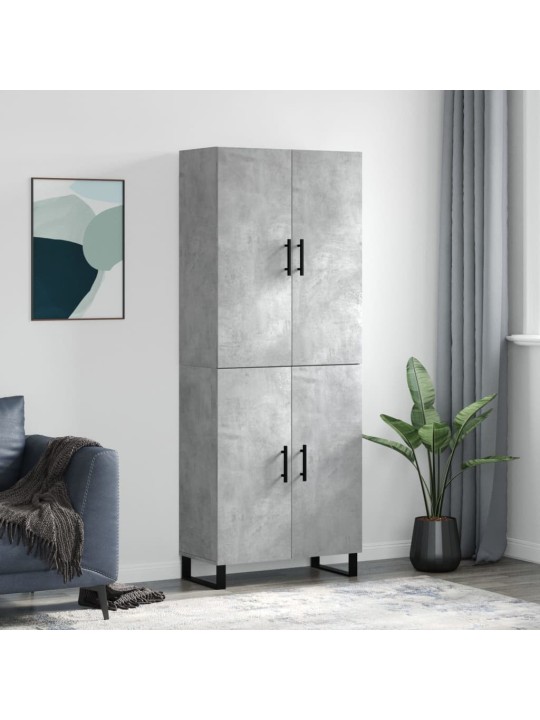 Kaappi betoninharmaa 69,5x34x180 cm tekninen puu