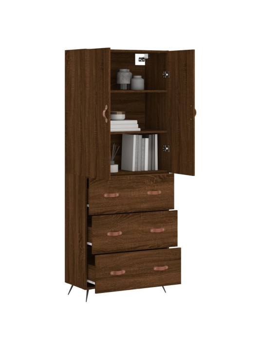 Kaappi ruskea tammi 69,5x34x180 cm tekninen puu