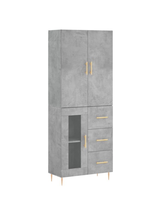 Kaappi betoninharmaa 69,5x34x180 cm tekninen puu