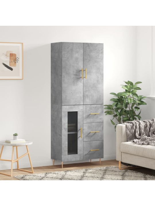 Kaappi betoninharmaa 69,5x34x180 cm tekninen puu