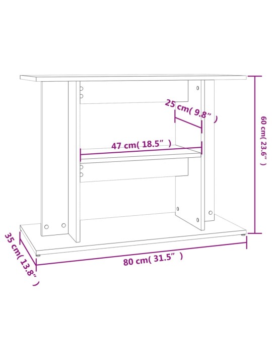 Akvaarioteline betoninharmaa 80x35x60 cm tekninen puu