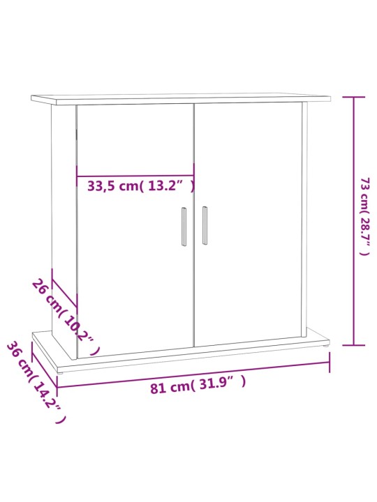 Akvaarioteline valkoinen 81x36x73 cm tekninen puu