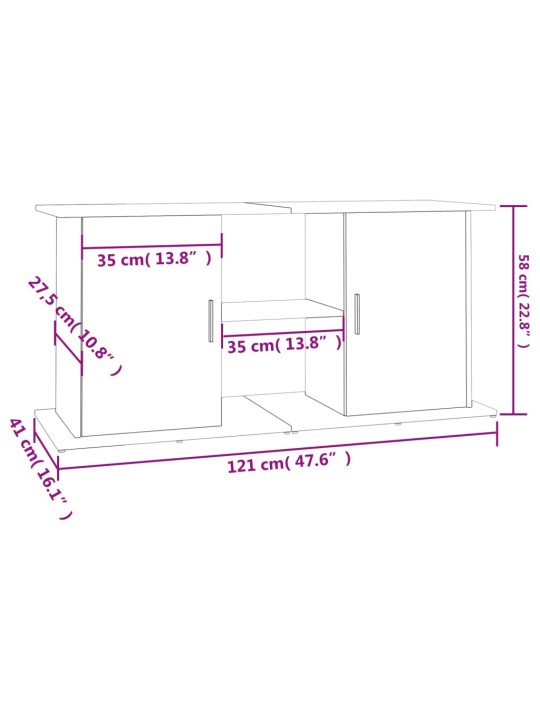 Akvaarioteline ruskea tammi 121x41x58 cm tekninen puu