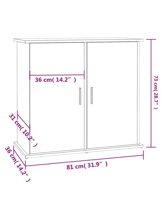 Akvaarioteline valkoinen 81x36x73 cm tekninen puu