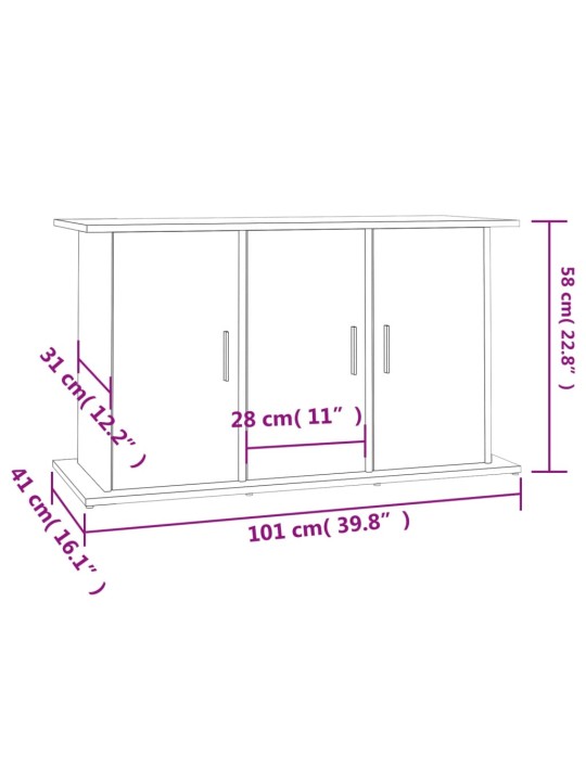 Akvaarioteline betoninharmaa 101x41x58 cm tekninen puu