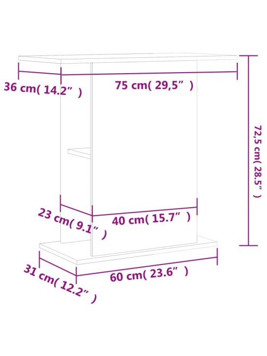 Akvaarioteline valkoinen 75x36x72,5 cm tekninen puu