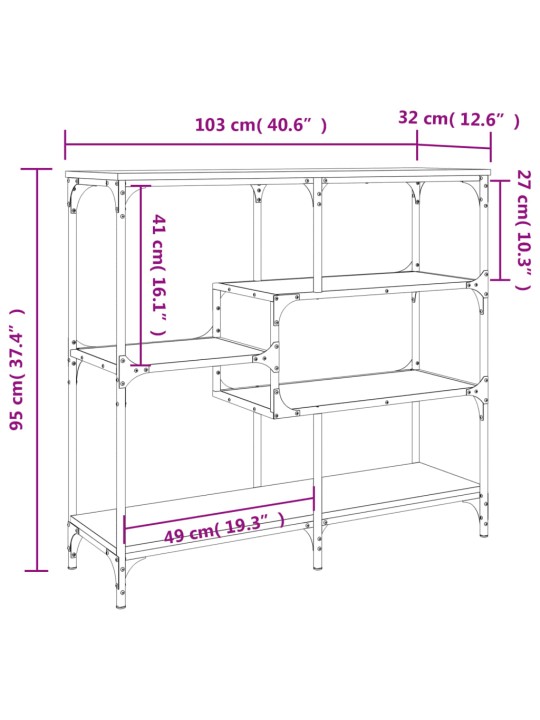 Konsolipöytä ruskea tammi 103x32x95 cm tekninen puu