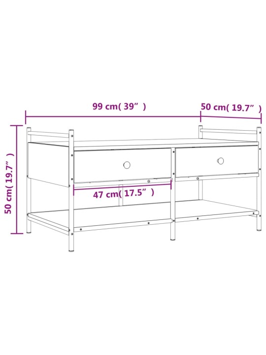 Sohvapöytä musta 99x50x50 cm tekninen puu