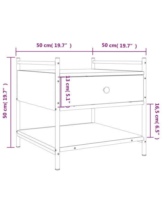 Sohvapöytä musta 50x50x50 cm tekninen puu