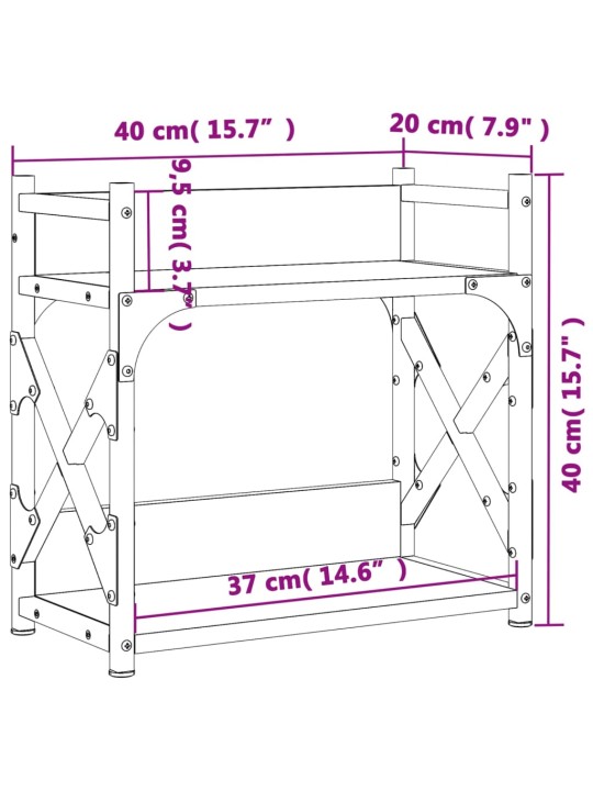 Tulostinteline 2 tasoa musta 40x20x40 cm tekninen puu