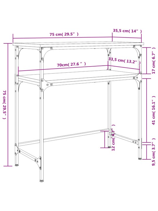 Konsolipöytä ruskea tammi 75x35,5x75 cm tekninen puu