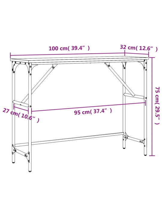 Konsolipöytä musta 100x32x75 cm tekninen puu