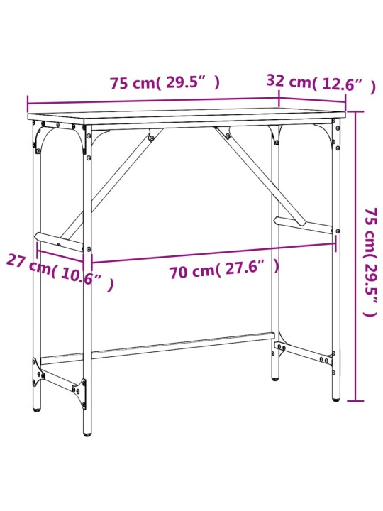 Konsolipöytä musta 75x32x75 cm tekninen puu