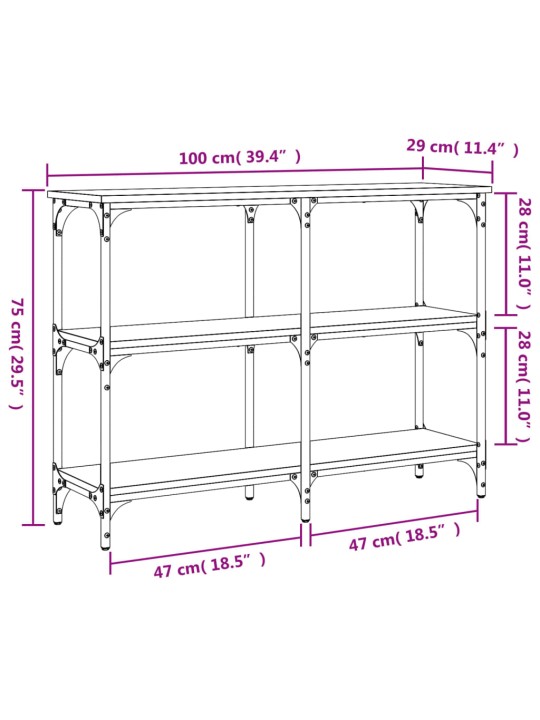 Konsolipöytä musta 100x29x75 cm tekninen puu