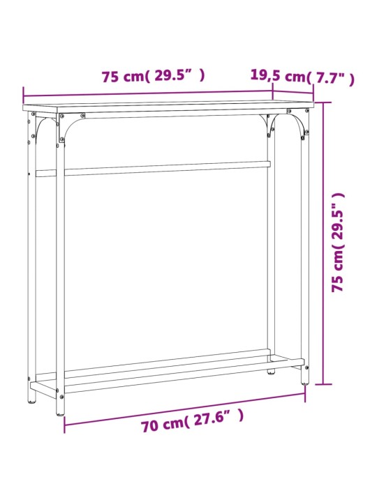 Konsolipöytä musta 75x19,5x75 cm tekninen puu