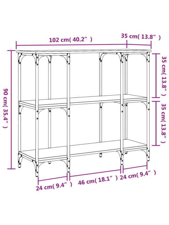 Konsolipöytä musta 102x35x90 cm tekninen puu