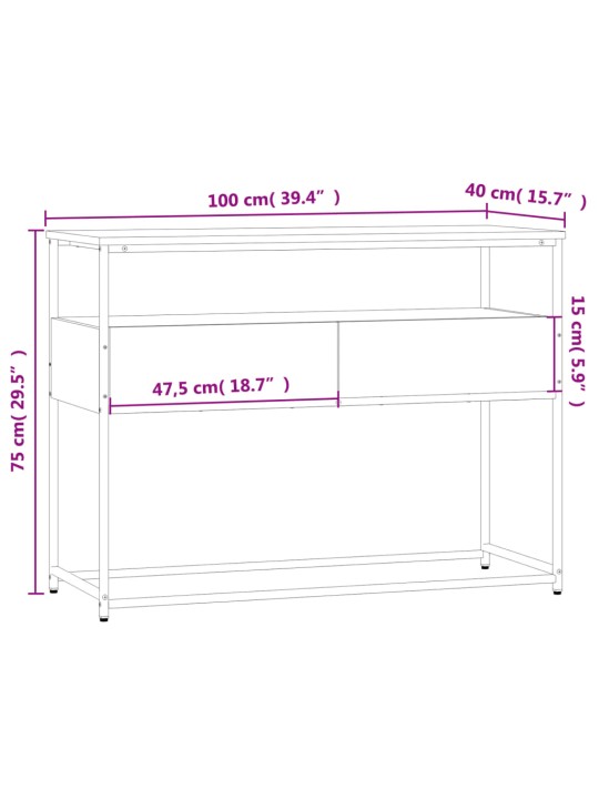 Konsolipöytä savutammi 100x40x75 cm tekninen puu