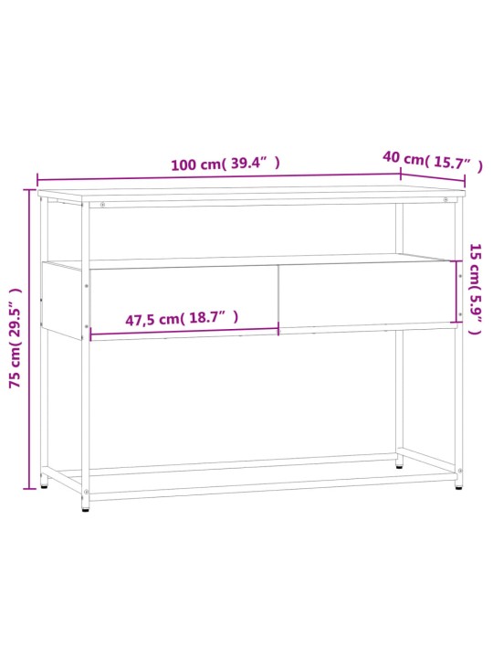 Konsolipöytä harmaa Sonoma 100x40x75 cm tekninen puu