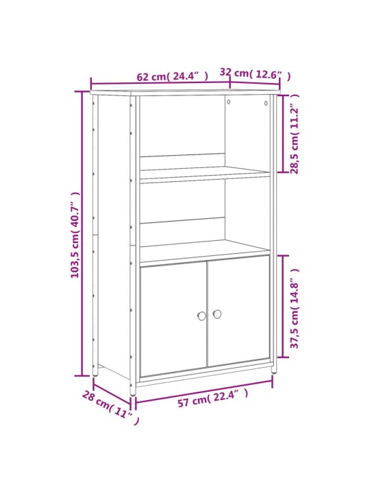 Kaappi musta 62x32x103,5 cm tekninen puu