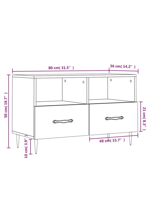 TV-taso musta 80x36x50 cm tekninen puu