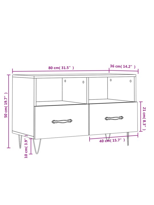 TV-taso musta 80x36x50 cm tekninen puu