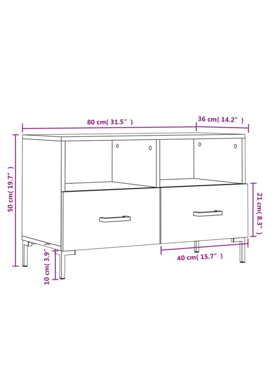 TV-taso musta 80x36x50 cm tekninen puu